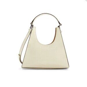 Staud Mini Croc Embossed Leather Hobo Bag